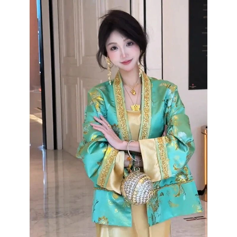 新中式两件套套装女2025新款秋季轻国风轻奢高级感系带上衣吊带裙