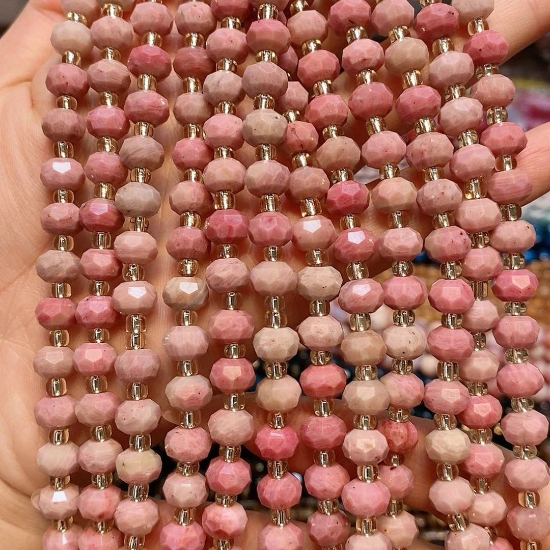 散珠玛瑙/玉髓8mm切面车轮红木纹一条