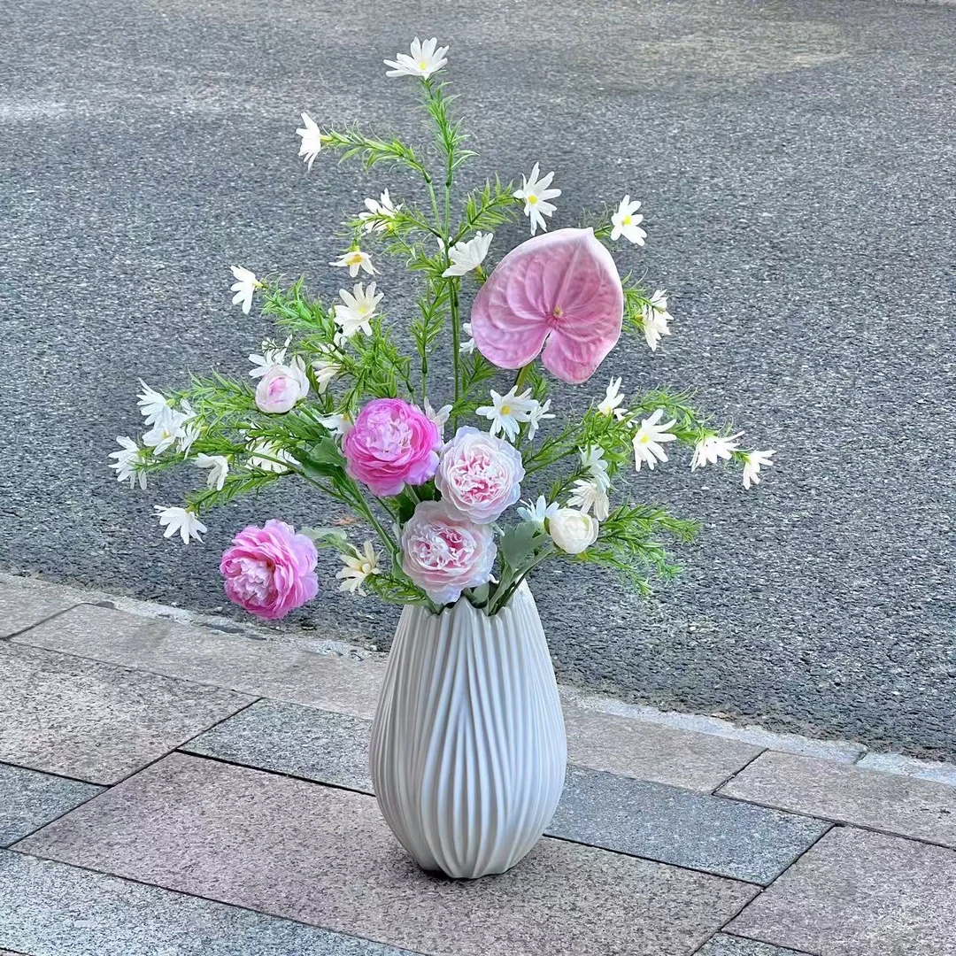 绽放 花束仿真花假花客厅摆设餐桌花绢花装饰花艺插花