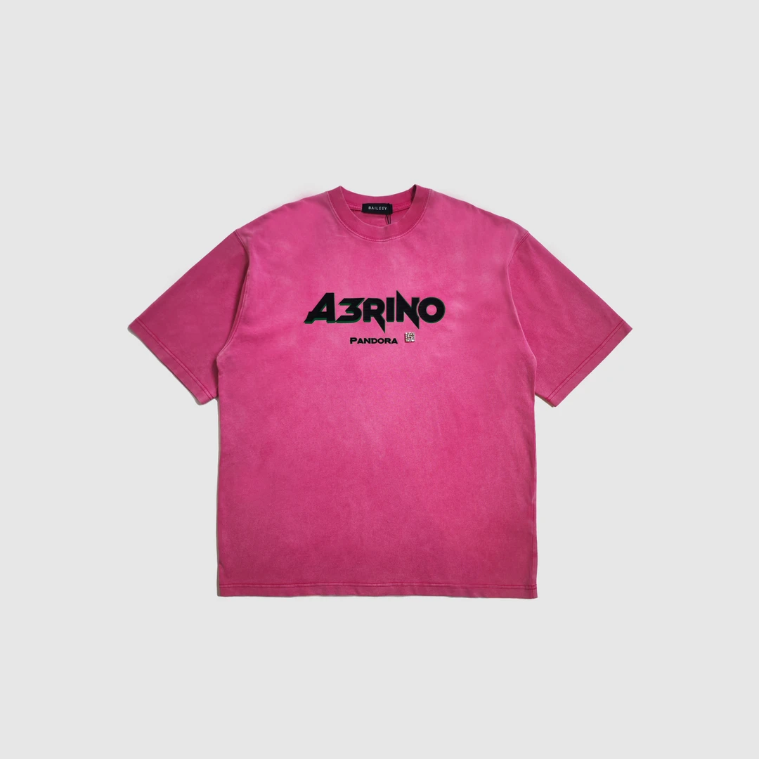 甜丧风美式痞帅水洗玫红T恤