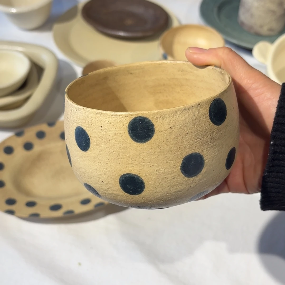 陶刘超手作蓝波点大肚碗