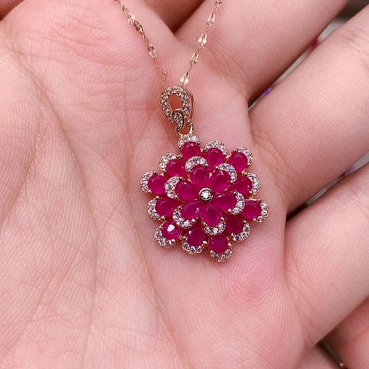 银S925镶嵌颈饰红宝石