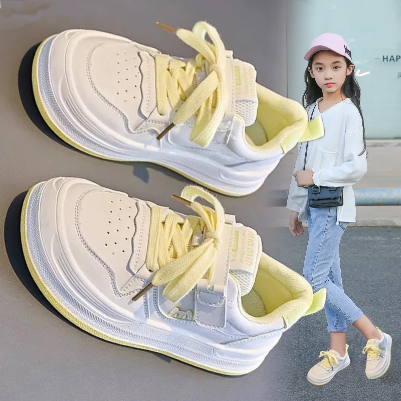 女童鞋子2025新款春秋款运动鞋透气韩版儿童小白鞋中大童女孩板鞋