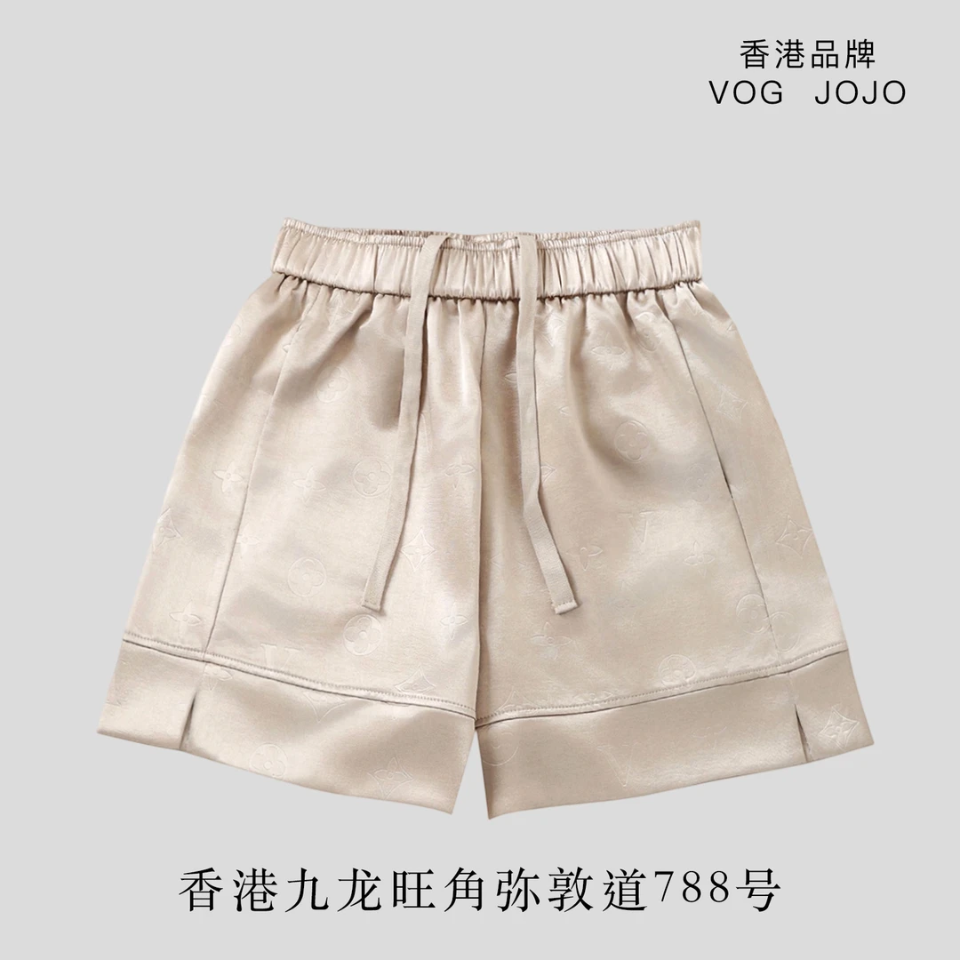 n2025夏季新款国际范高级立体压花图案蚕丝短裤