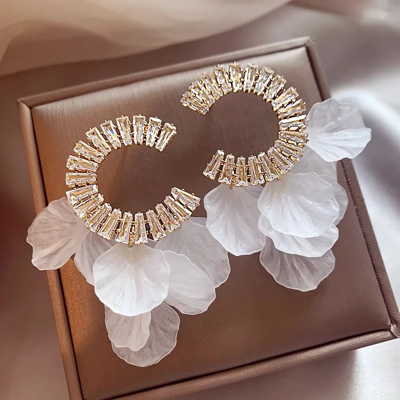 铜合金耳饰 C圈贝壳流苏耳环女轻奢高级感夸张独特耳饰气质耳钉潮