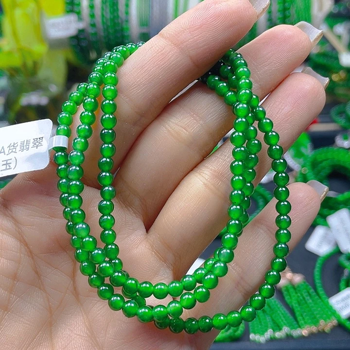 翡翠未镶嵌颈饰翡翠高冰阳绿项链4