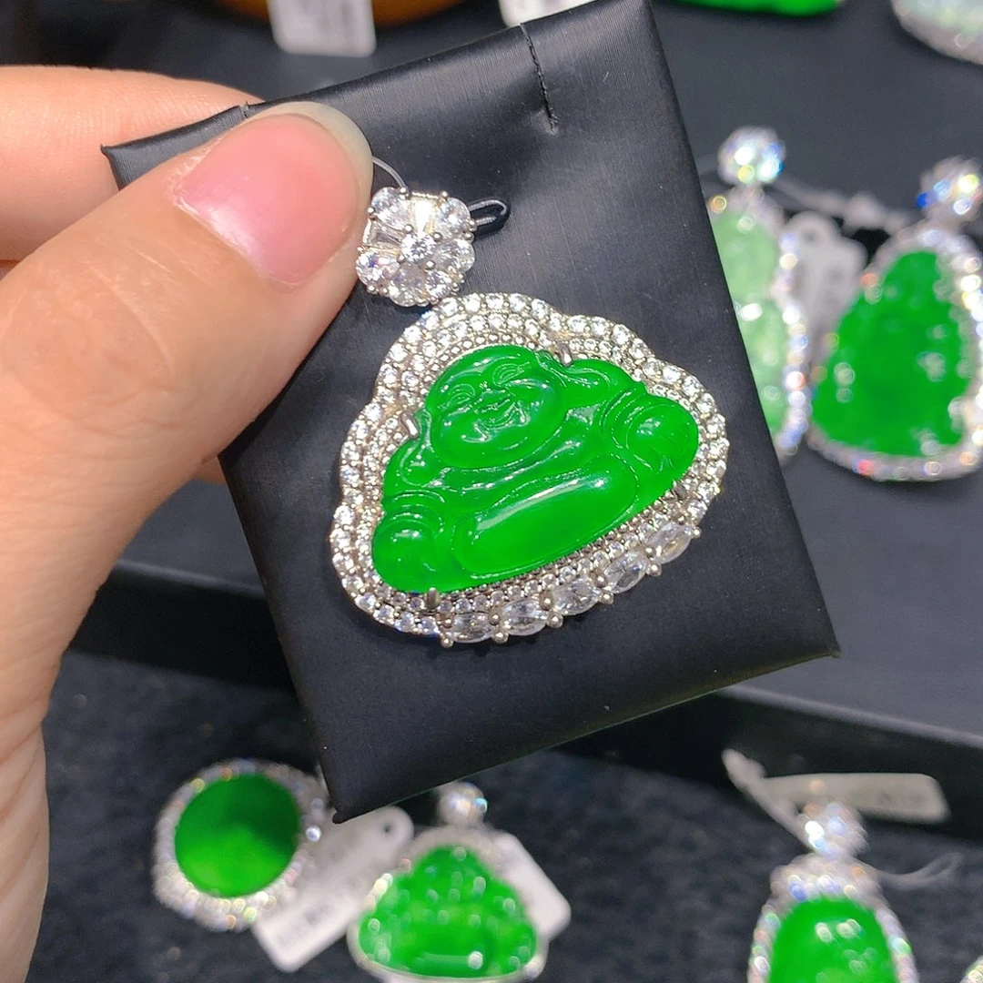 颈饰银S925镶嵌翡翠00885