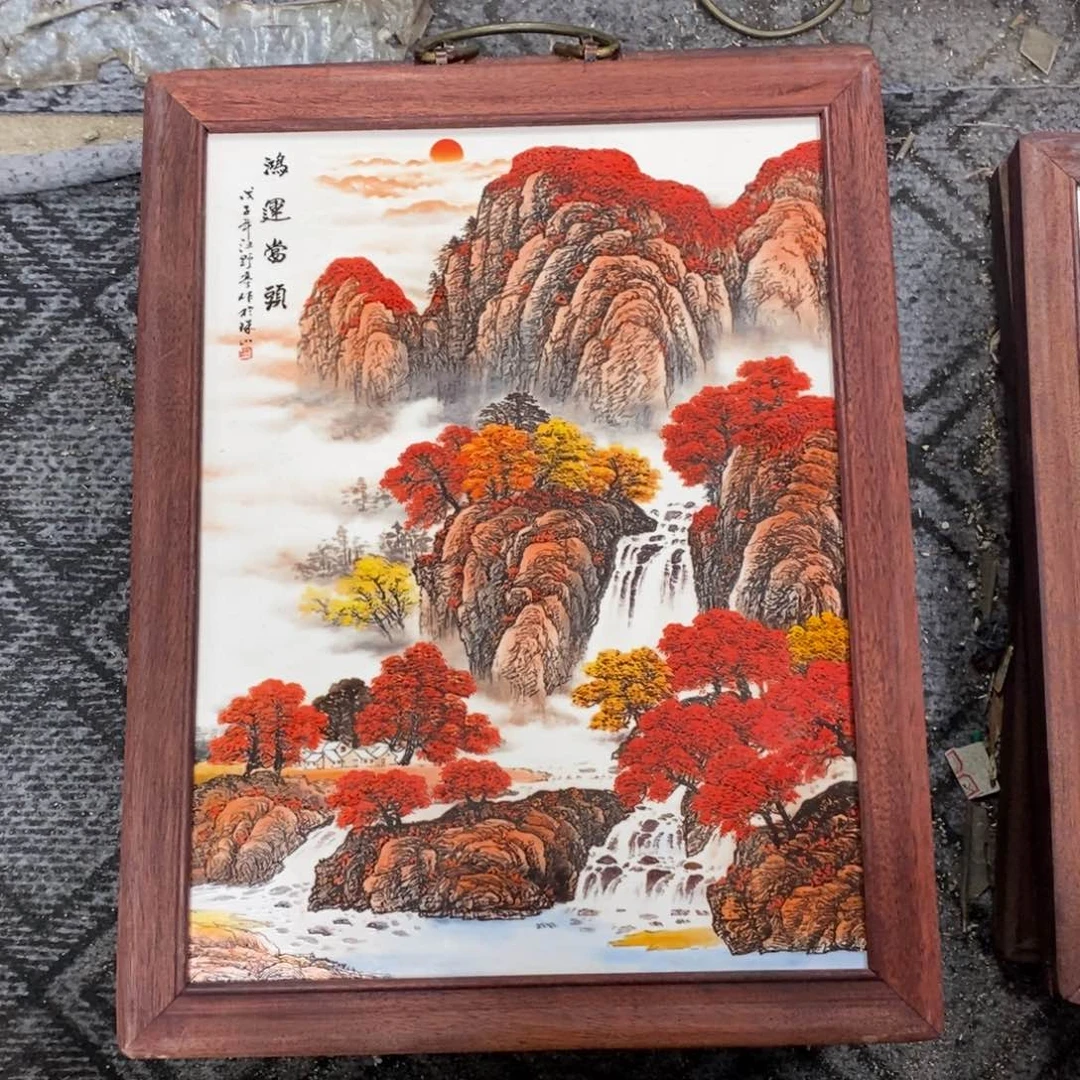 瓷片37*28 景德镇瓷板画柴窑烧制