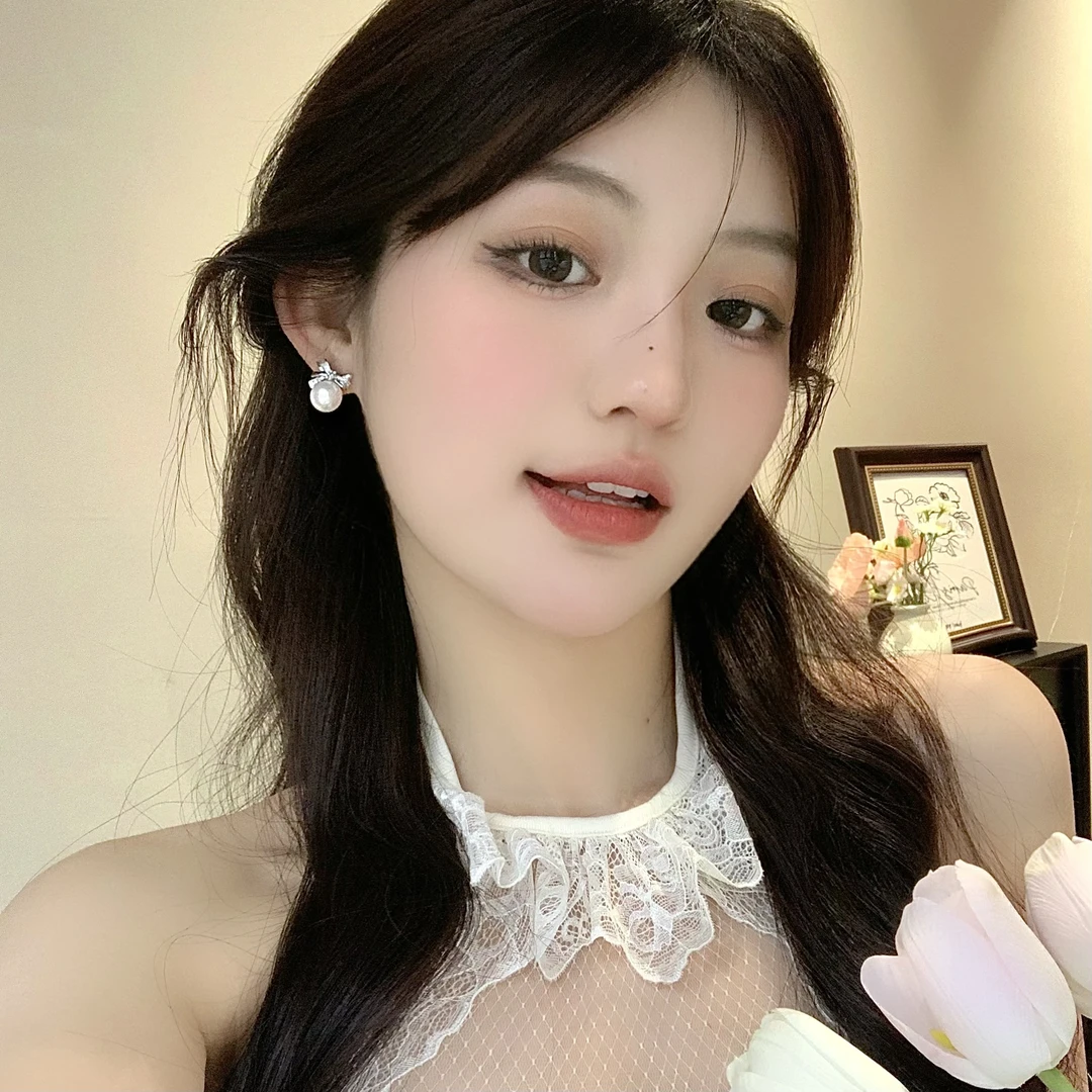 FULL GIRLISH耳环00939法式蝴蝶结珠珠耳环