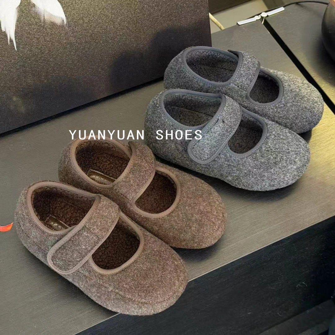 玛丽珍鞋圆头情侣魔术贴豆豆鞋平底保暖软底单鞋低跟外穿棉鞋