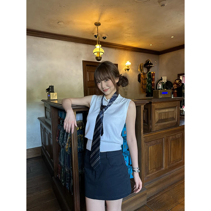 YOKLASS少女家 【现现】藏蓝色显瘦百搭半身裙修身短裙子 B35128S52