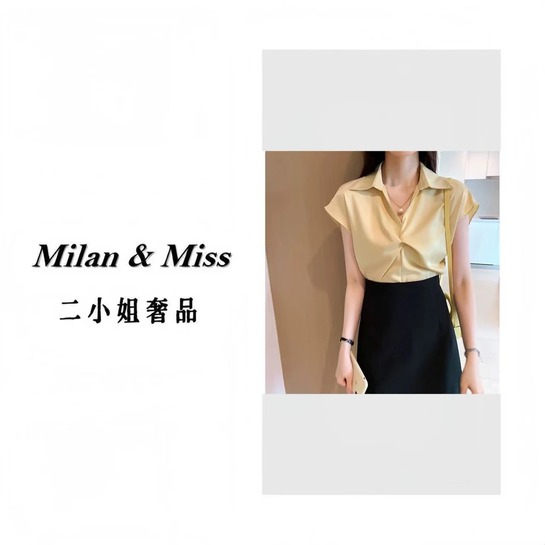 COCO DOLLY雪纺衬衫女2025夏季新款百搭时尚衬衣气质POLO领13122