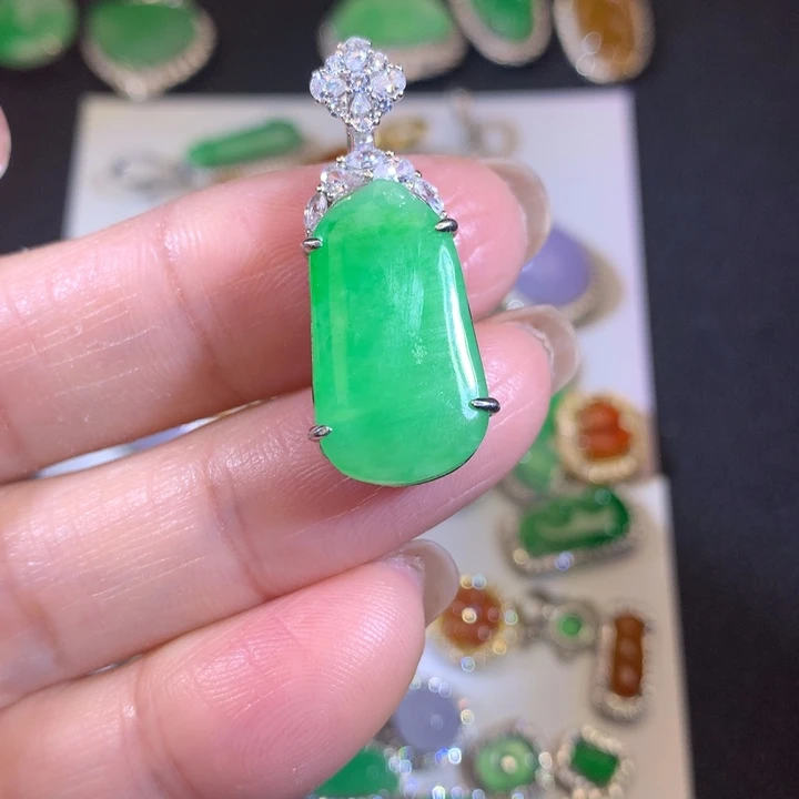 翡翠银S925镶嵌套链瓜