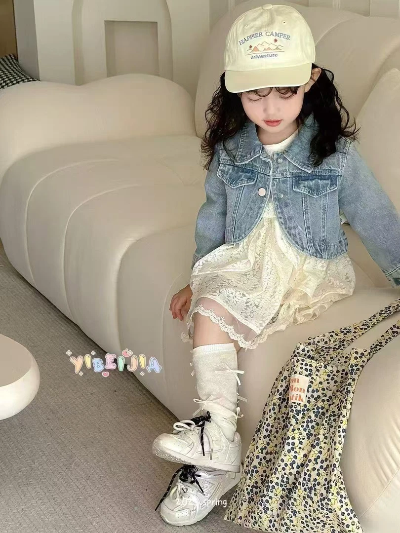 100码套装韩版100码连衣裙儿童裙子套装童装女童女宝ol碎花蕾丝