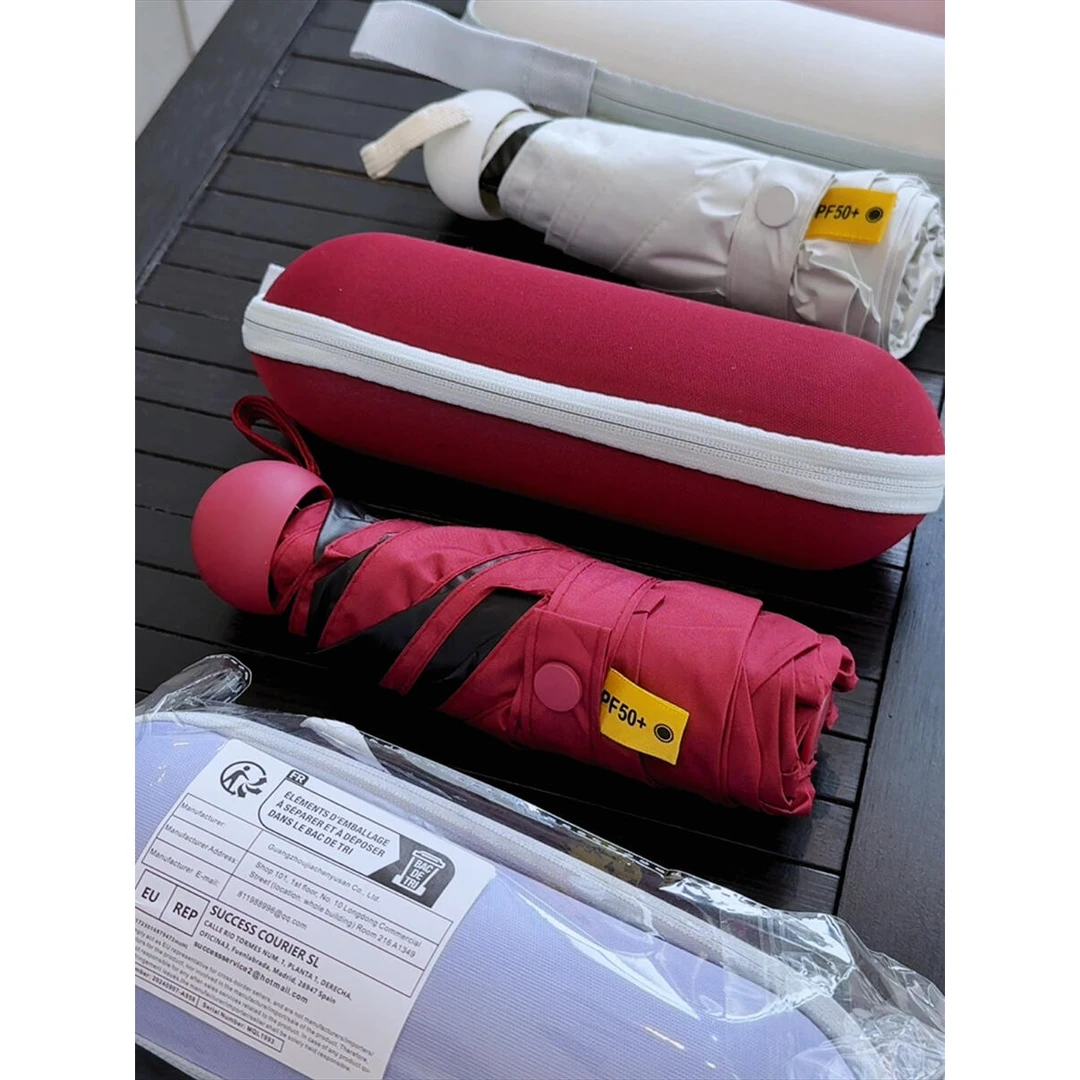 夏季遮阳胶囊型雨伞5折伞手动雨伞五色可选小巧便携伞纯色