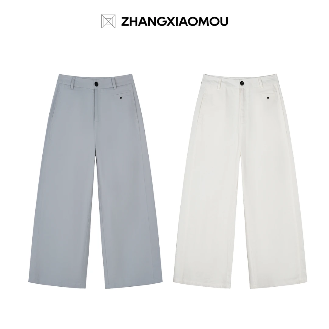 张小某梨形显瘦夏季薄款全棉挺阔高腰直筒阔腿九分裤K1468