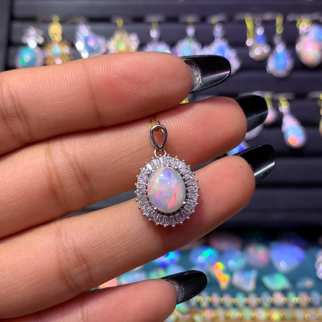 欧泊银S925镶嵌吊坠款