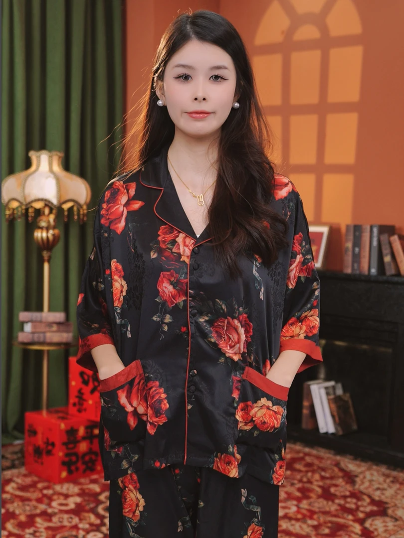 【短袖】时尚女士宽松印花舒适提花家居服春夏BYR