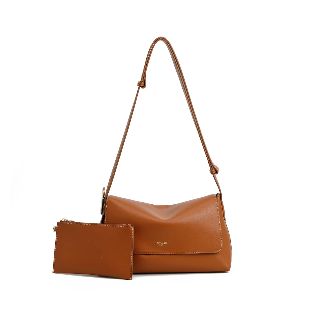 FIMKA橙色女士轻奢高定单肩子母包包