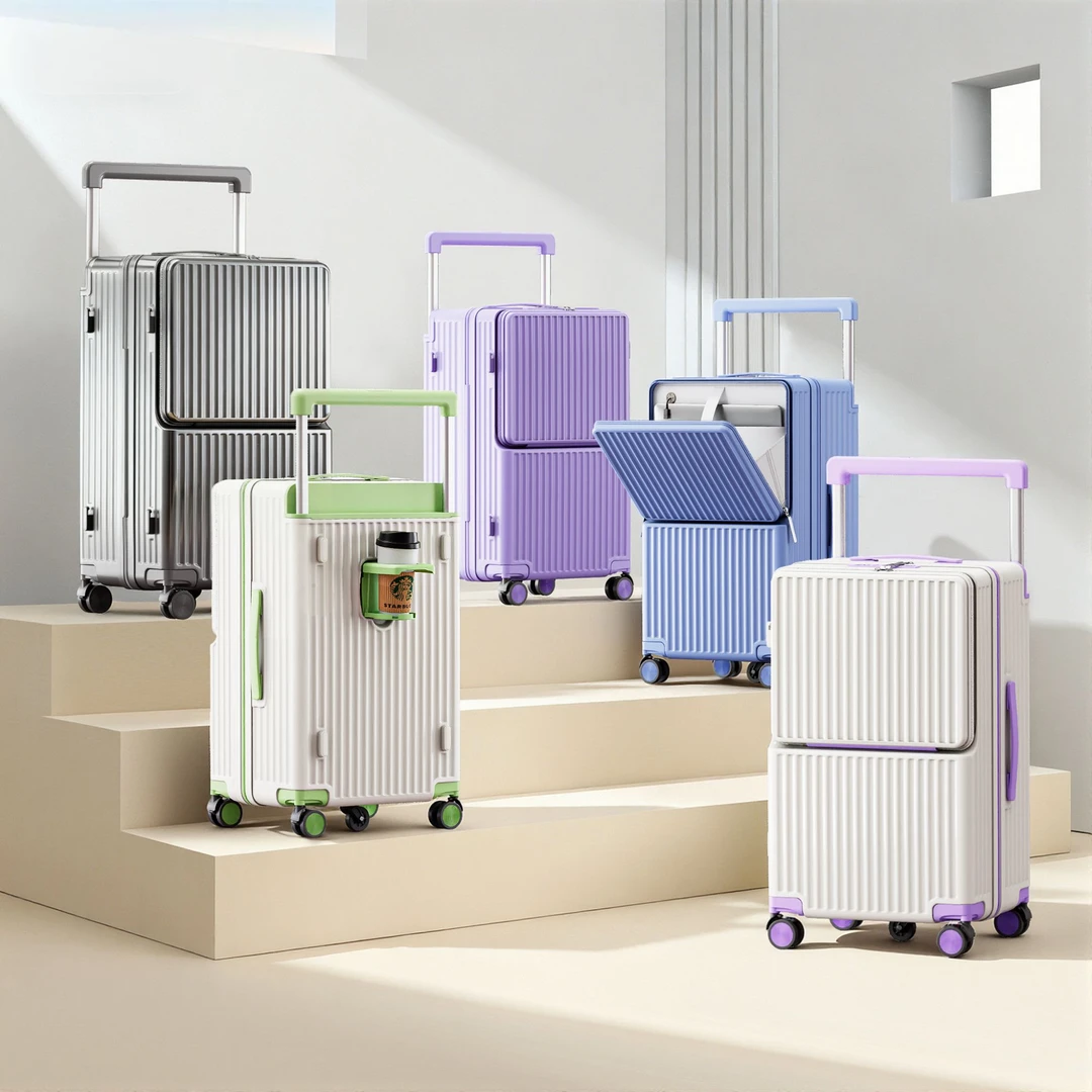 麦意森多功能行李箱前开口拉杆箱大容量旅行箱密码登机箱男女