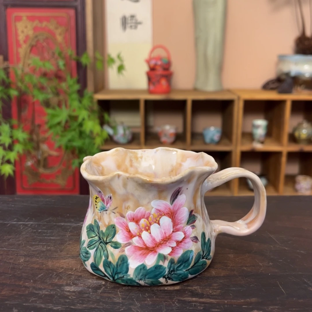 杯柴烧纯手工手绘陶瓷