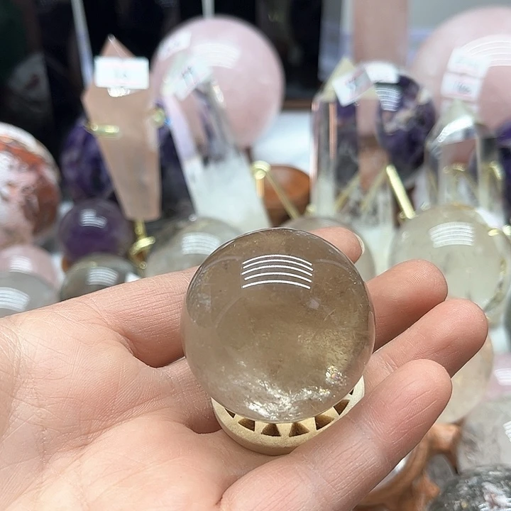 烟晶92克茶水晶小球未镶嵌无*相