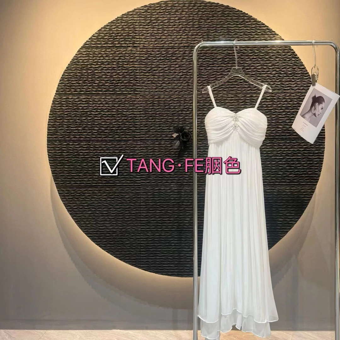 TANG-FEI胭色【惊鸿】TF0020手工花瓣捏褶吊带裙