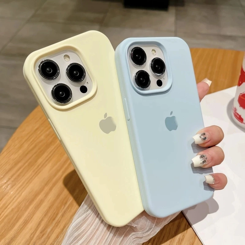 奶黄iPhone16promax手机壳液态硅胶适用苹果15pro/13/12软壳14蓝