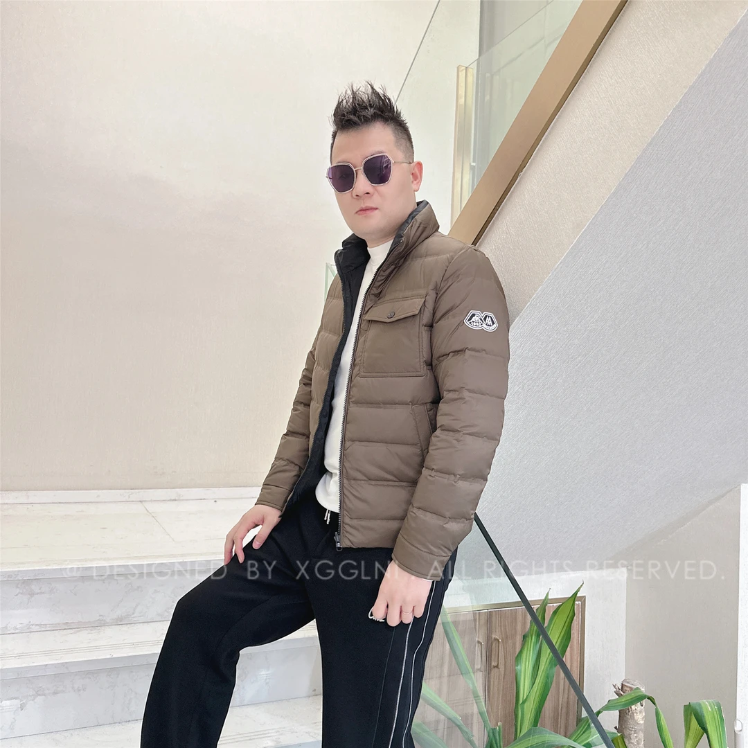 冬季款卡迪利左臂两个徽章绒服潮流高档奢侈品男士羽绒服（双面穿）