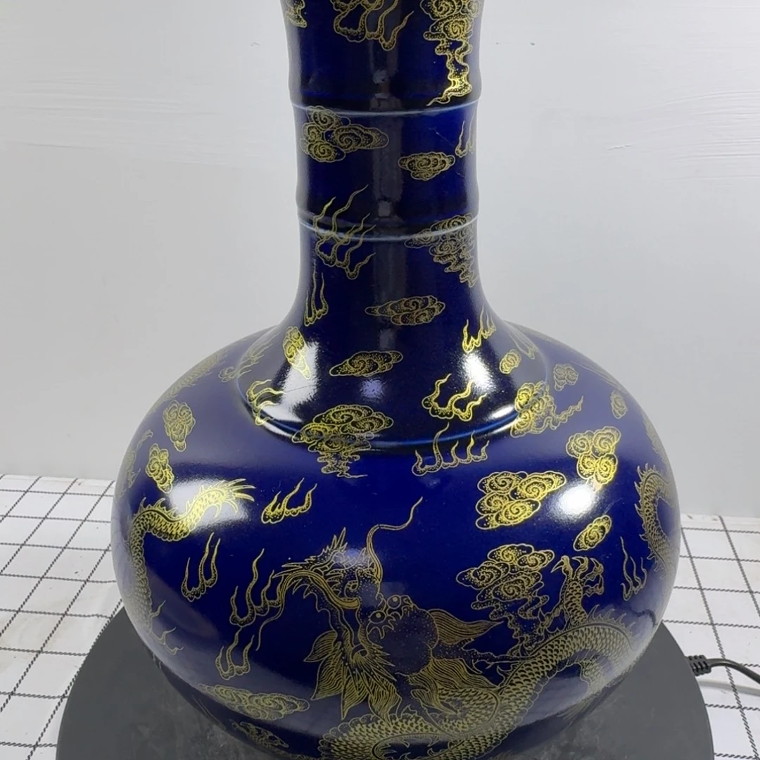 波***瓶粉彩龙纹陶瓷瓶