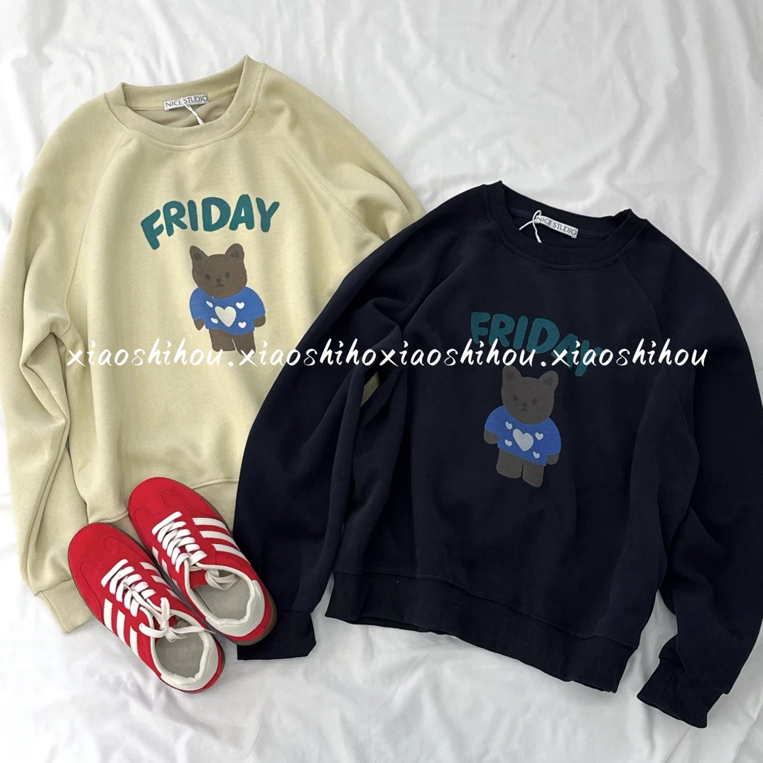 小时候女装店圆领英文小熊卫衣外套08726