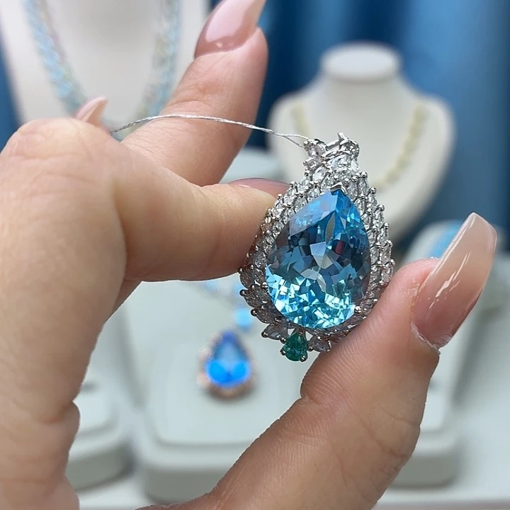 银S925镶嵌吊坠(不含链)托帕石