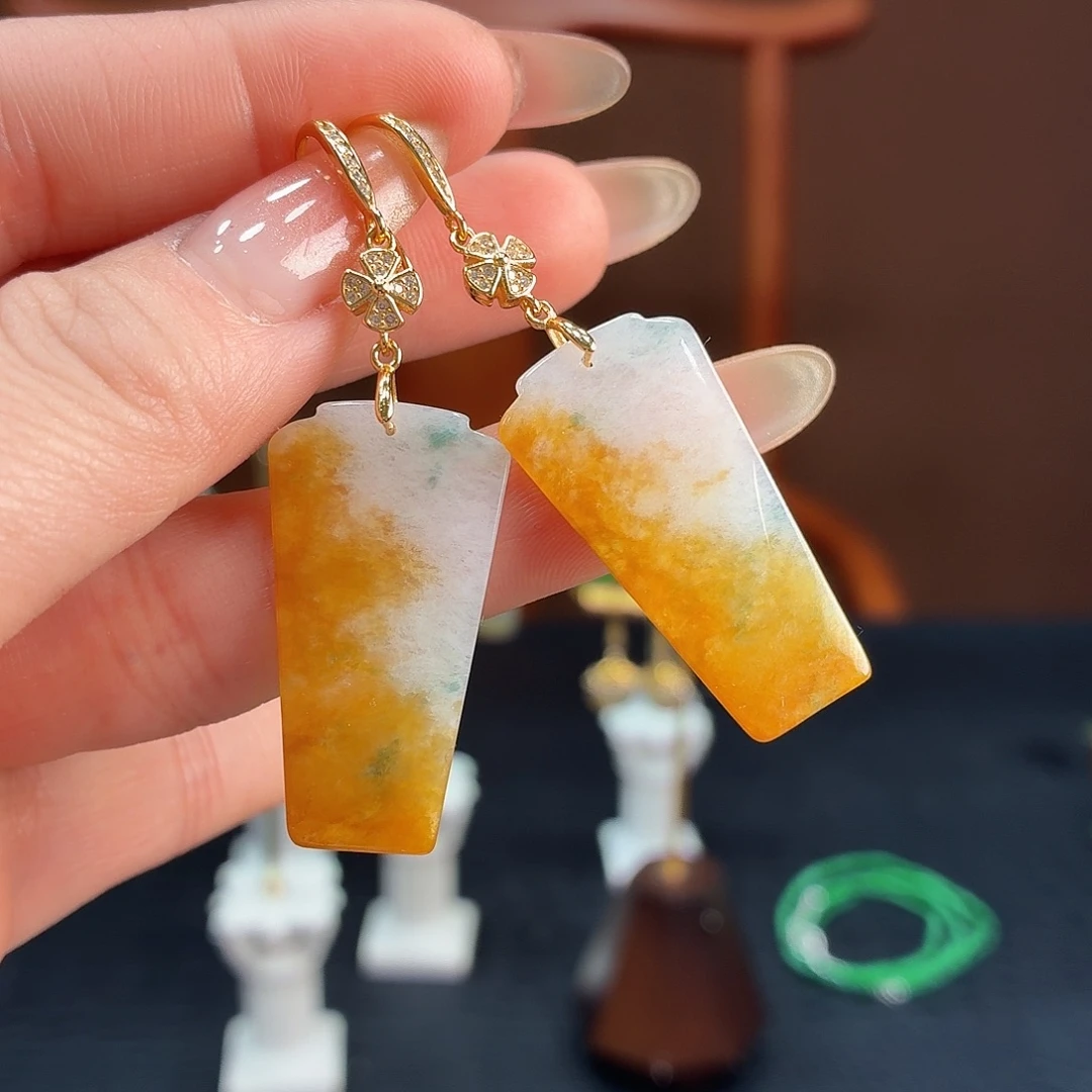 翡翠银S925镶嵌耳饰