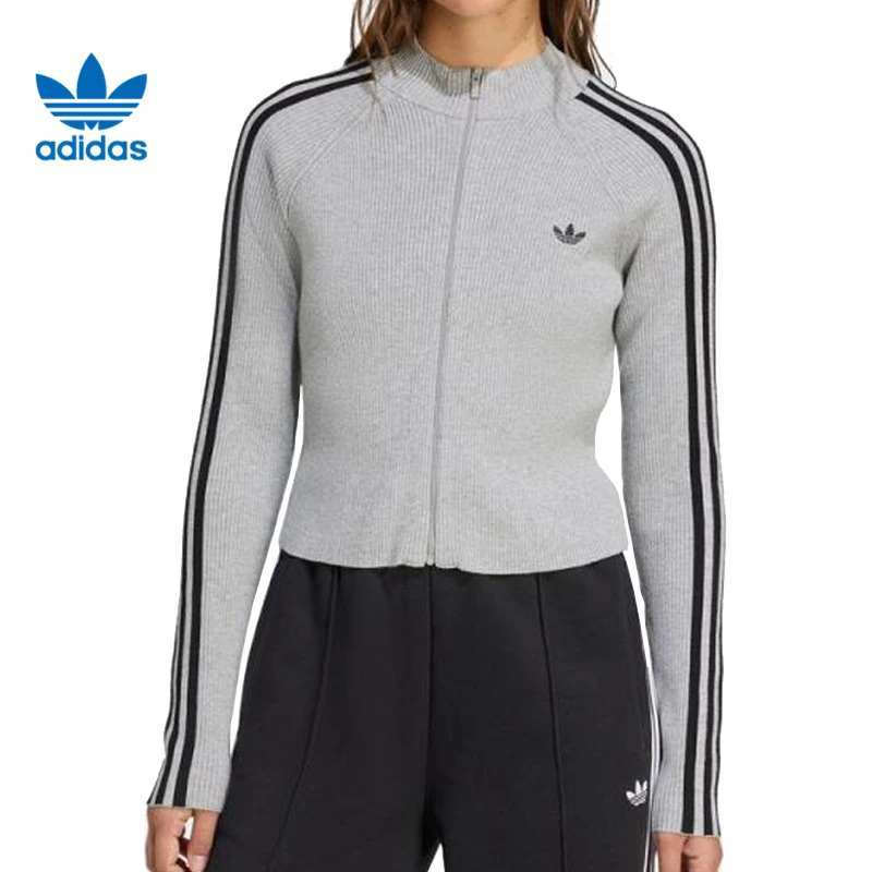 【滔搏联动】adidas Originals阿迪三叶草女子针织无帽外套JZ0886