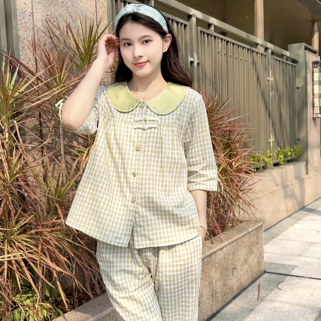 【一揽芳华】韩蜜蜜睡衣女士夏季纯棉透气家居服女款爆款休闲可外穿