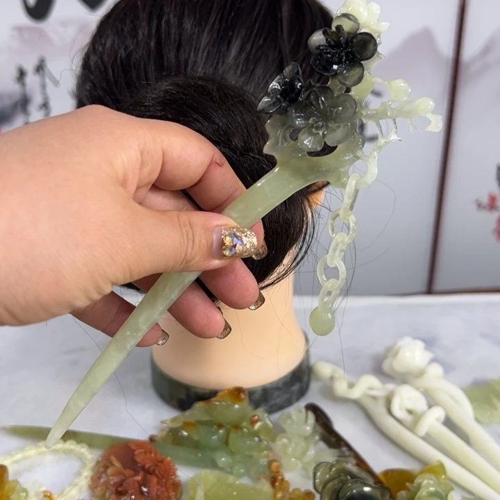 定制蛇纹石玉毛货发饰