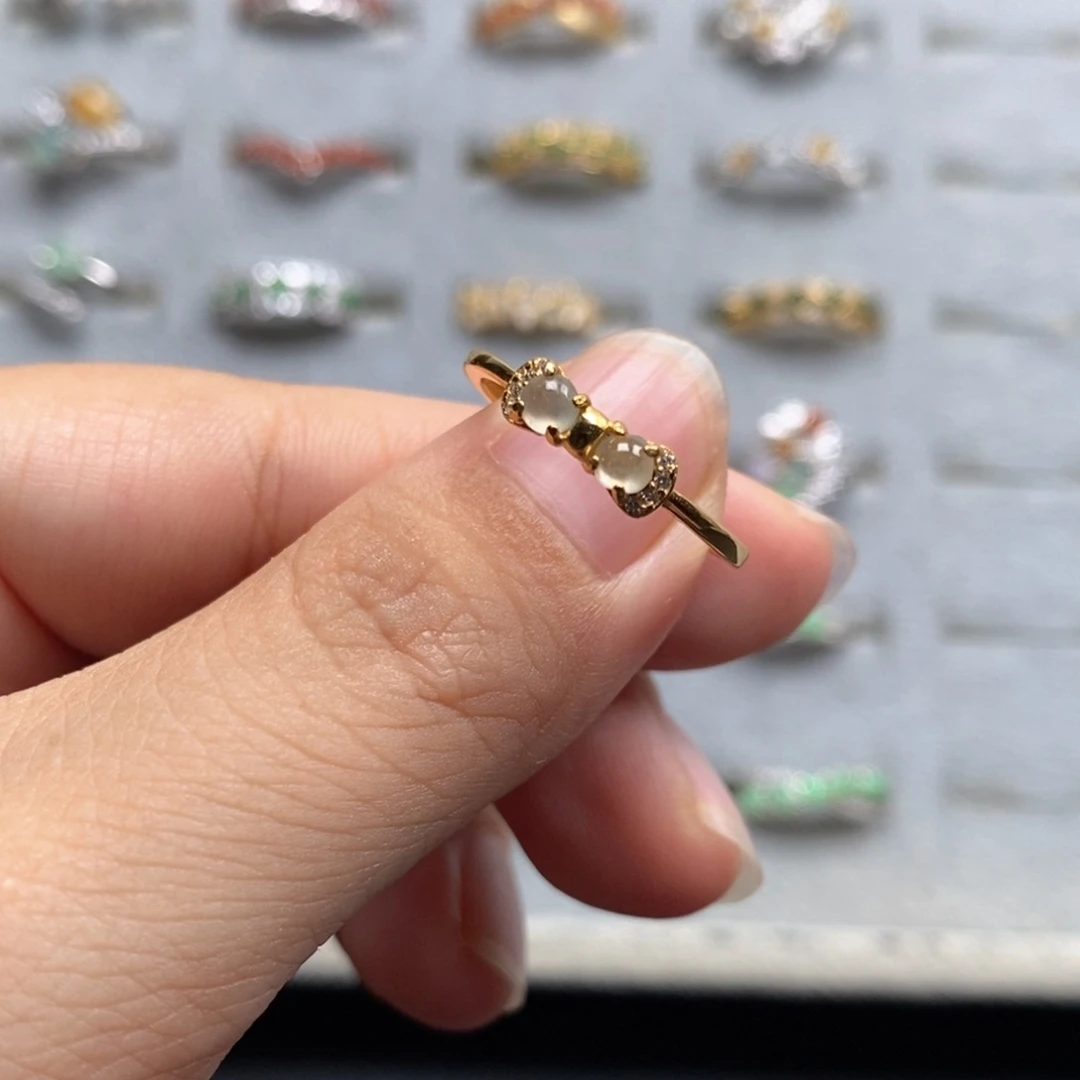 翡翠戒指银S925镶嵌戒指