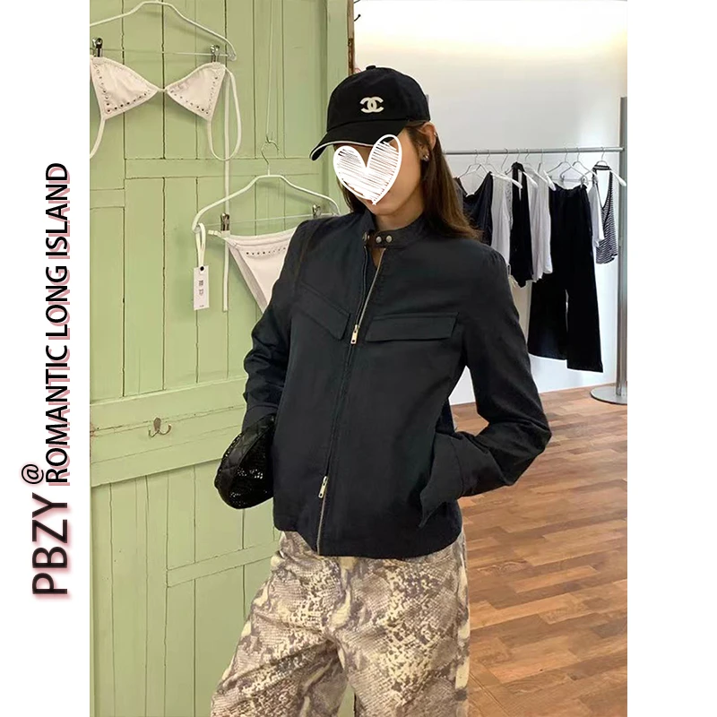 漫步玛黑区 独家越穿越爱！立领双头拉链百搭工装夹克外套女 9168#