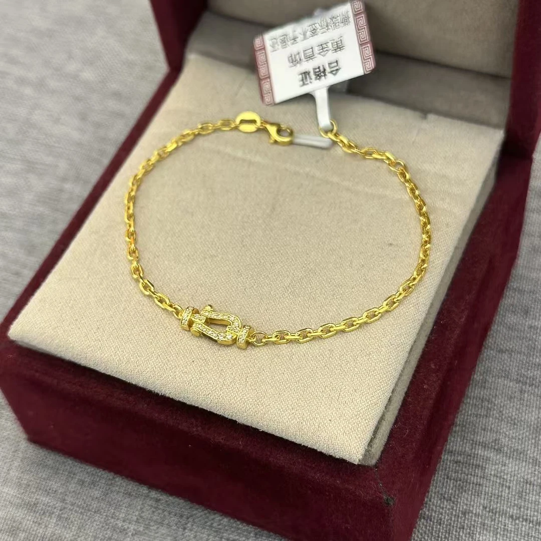 【东豪奢选】足金时尚精致高级百搭镶嵌马蹄扣手链5.67g