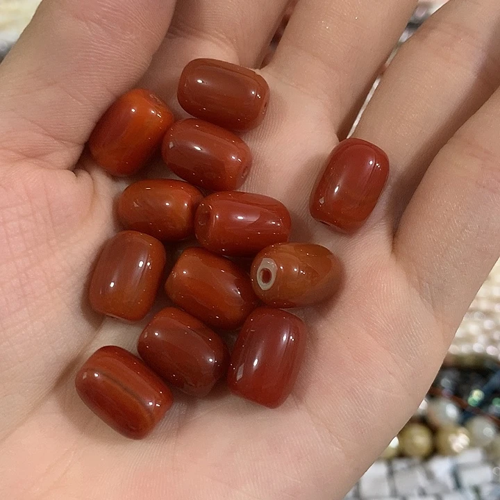 10条南红桶珠10x14