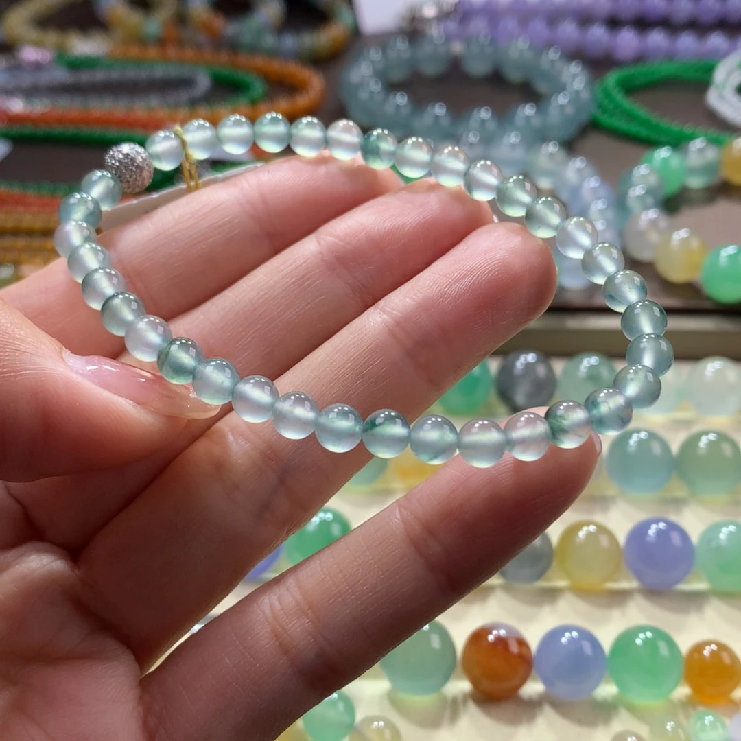 翡翠手链未镶嵌玻璃飘花卡5