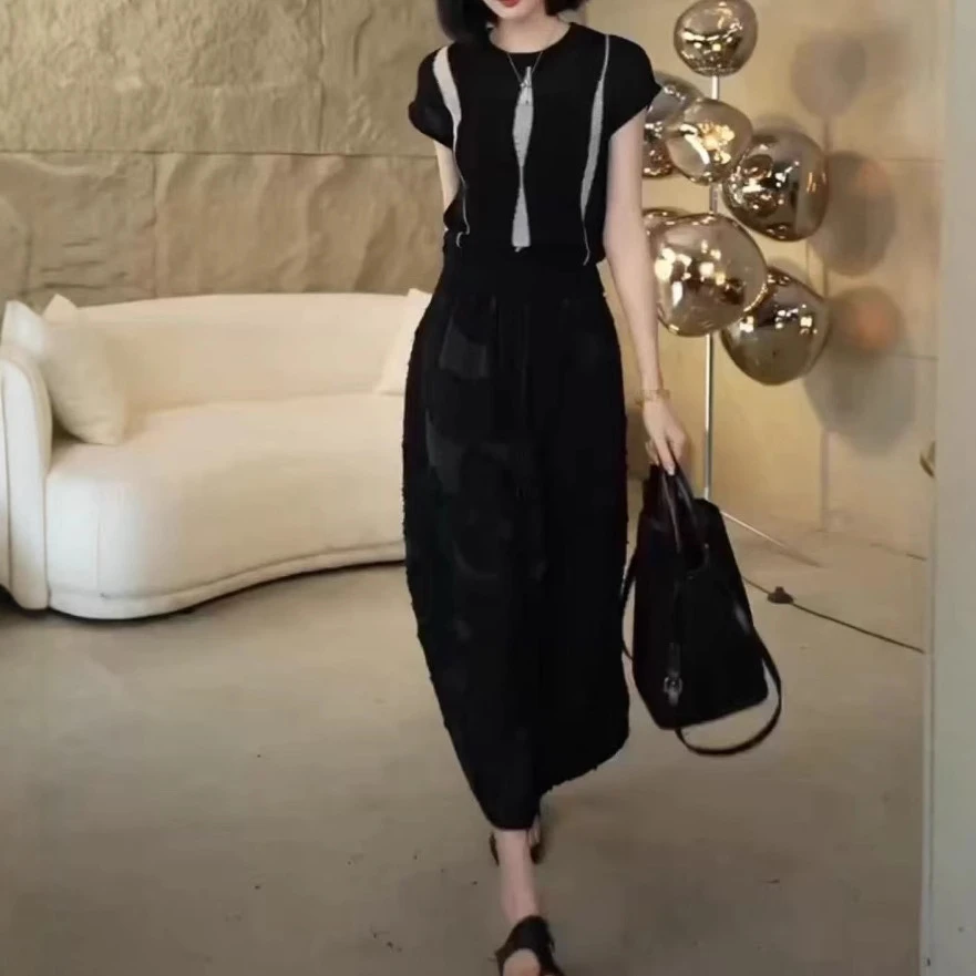 中年女装2025夏季新款大方得体时尚上衣高腰半身裙显瘦女两件套装