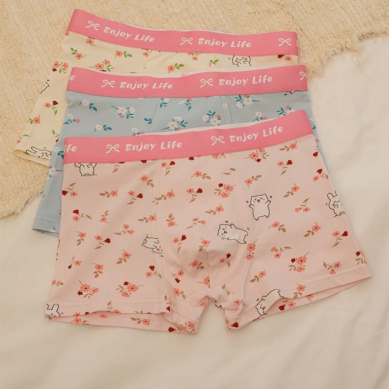 碎花小吉~可爱男士内裤莫代尔棉透气四角秋冬卡通可爱宽松平角裤