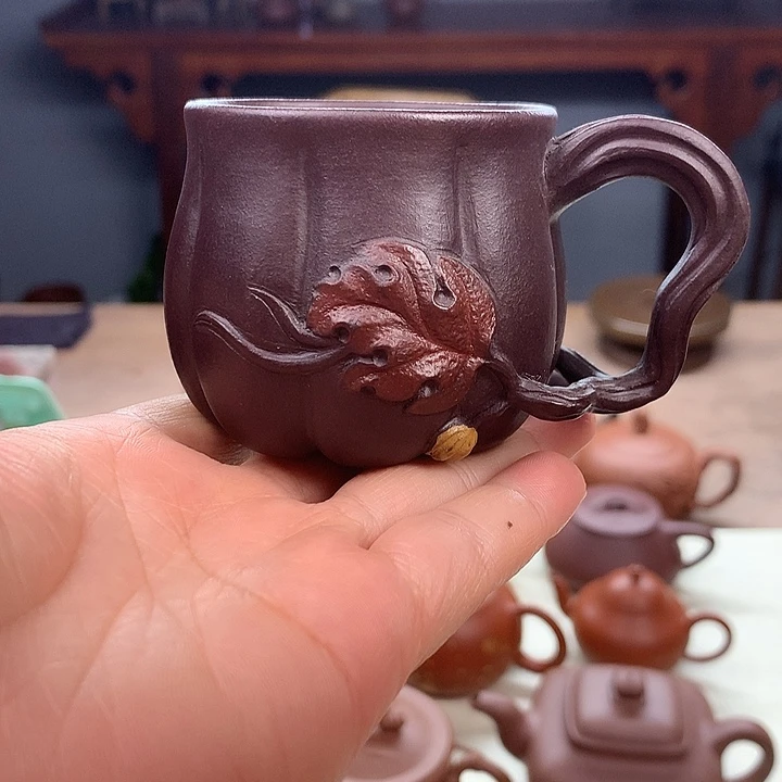 茶壶紫砂小杯紫泥80容量
