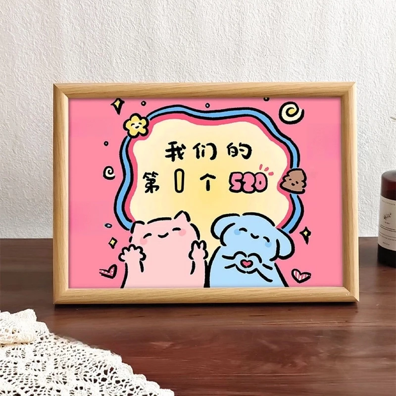 佳美萱创意520节日摆件送女朋友爱心卡通DIY相框桌面卧室休闲纪念