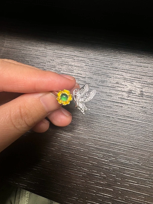 翡翠s925银托耳钉