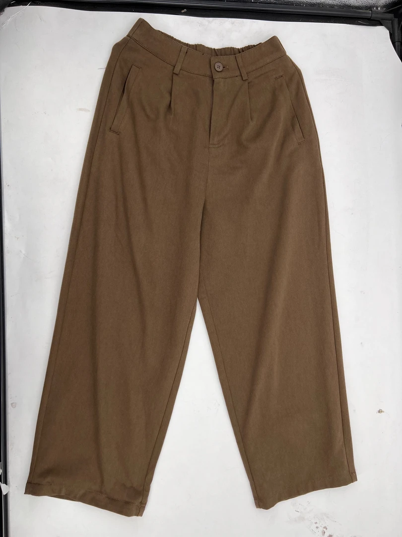 纯色中腰微弹力休闲裤阔腿裤百搭简约长裤直筒潮流休闲裤A10-74