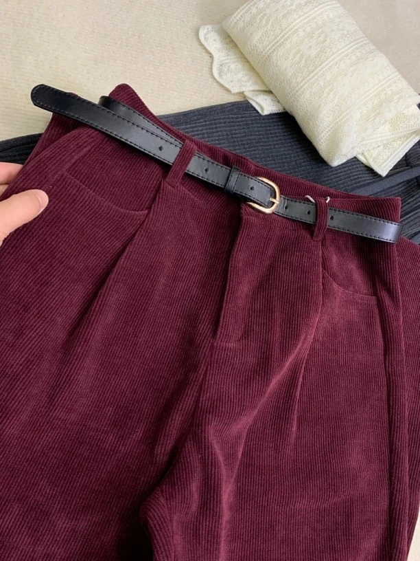 宝衣家 欧棉绒门襟腰直筒裤