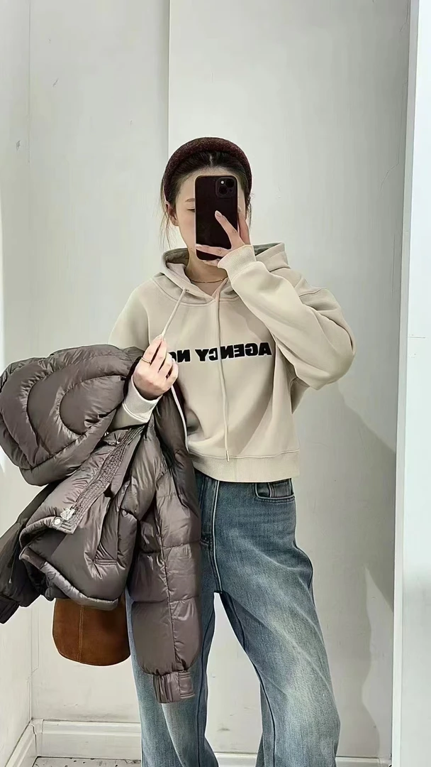 麦寻WYSLQ001秋冬季短款加绒宽松小个子休闲百搭女士卫衣