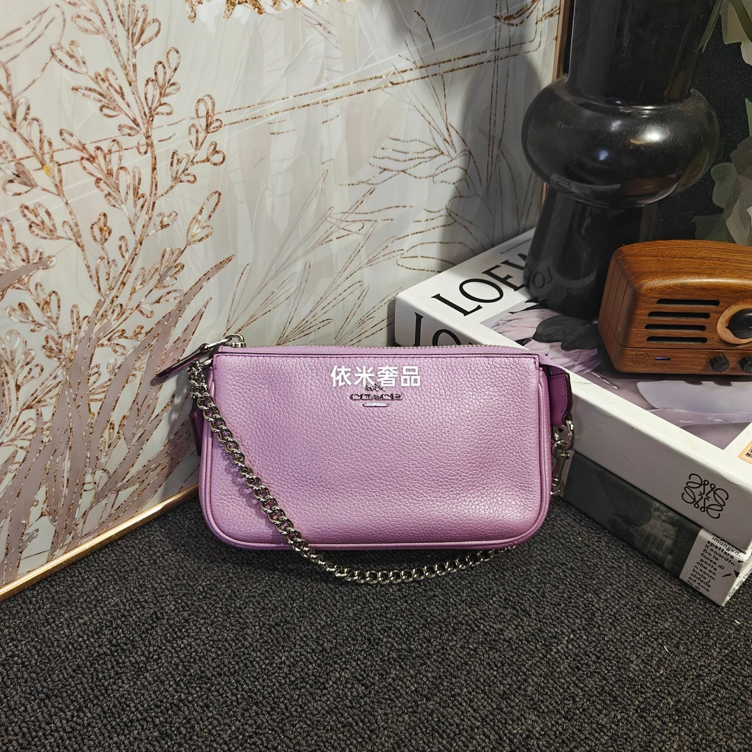 95新 COACH/蔻驰 蔻驰紫色麻将手提包G25102039尺寸19*11